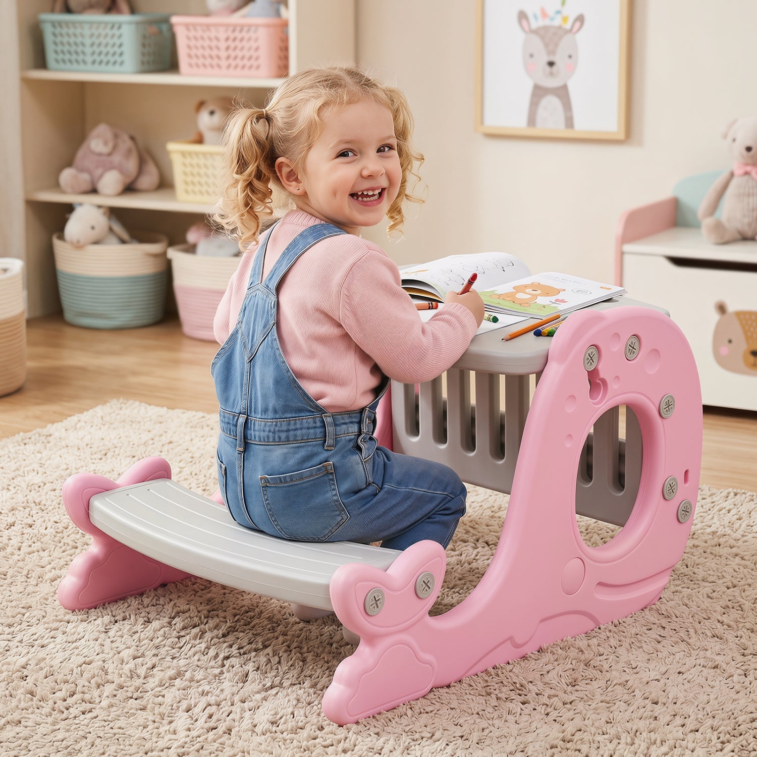 Kids Activity Table Set Toddler Easel, Whiteboard, Pink Art Easels at Gallery Canada