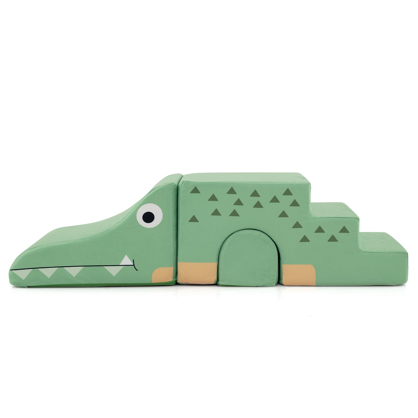 Convertible Kids Play Couch Sofa with Removable Velvet Covers-GN, Green Climbers & Slides Green at Gallery Canada