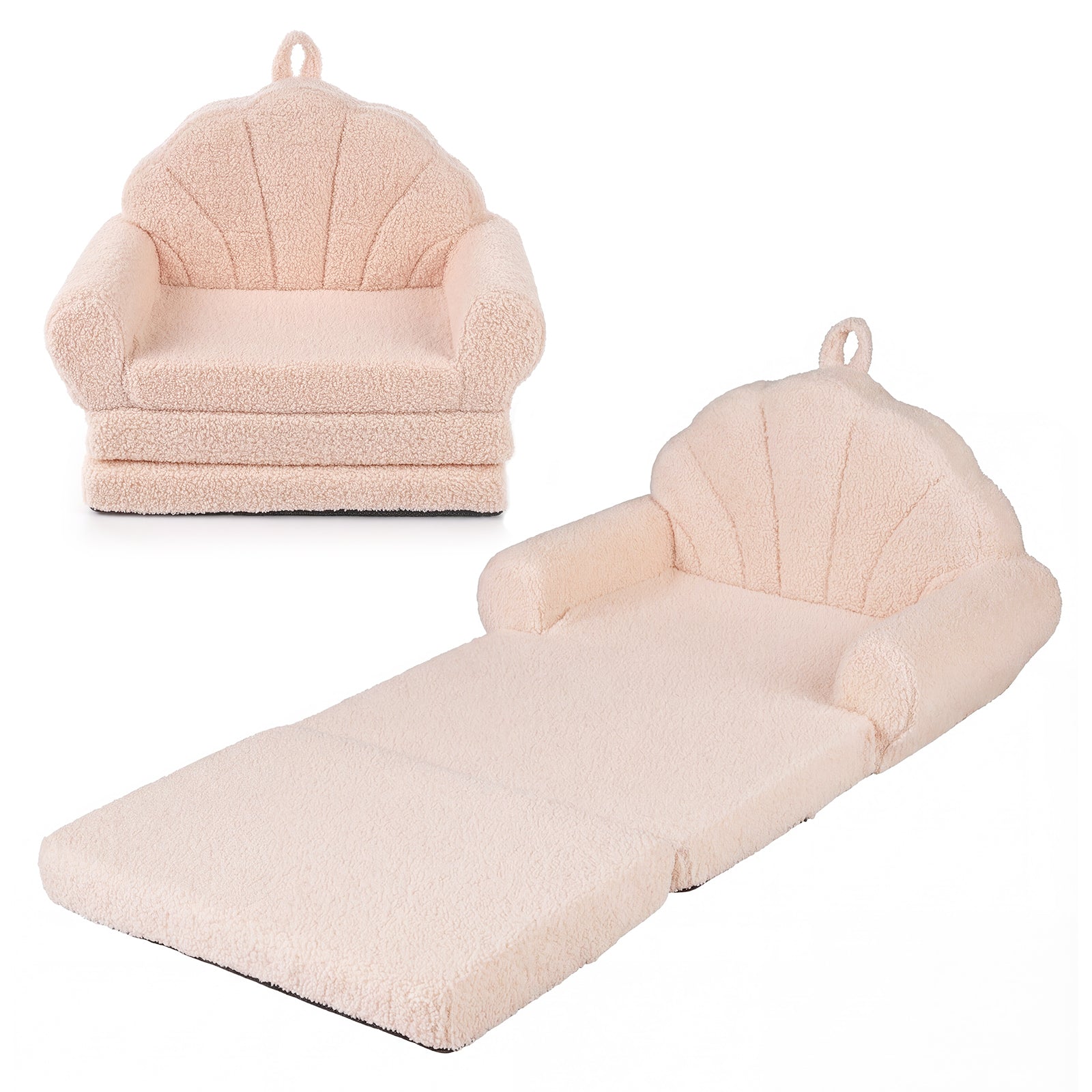 Convertible Kids Sofa, 2-in-1 Fold Out Toddler Couch Chair, Beige Kids Chairs & Seating at Gallery Canada