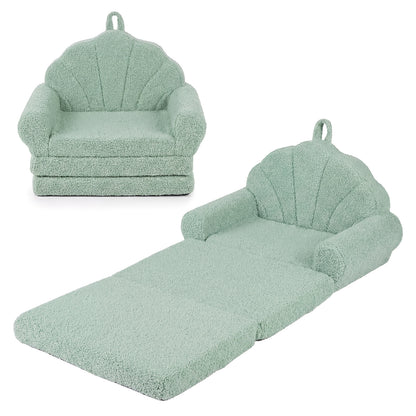 Convertible Kids Sofa, 2-In-1 Fold Out Toddler Couch Chair, Green Kids Chairs & Seating at Gallery Canada