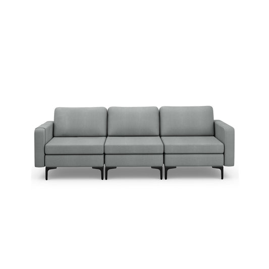 Convertible Leather Sofa Couch with Magazine Pockets 3-Seat with 2 USB Port, Dark Gray Sofas & Loveseats Dark Gray at Gallery Canada