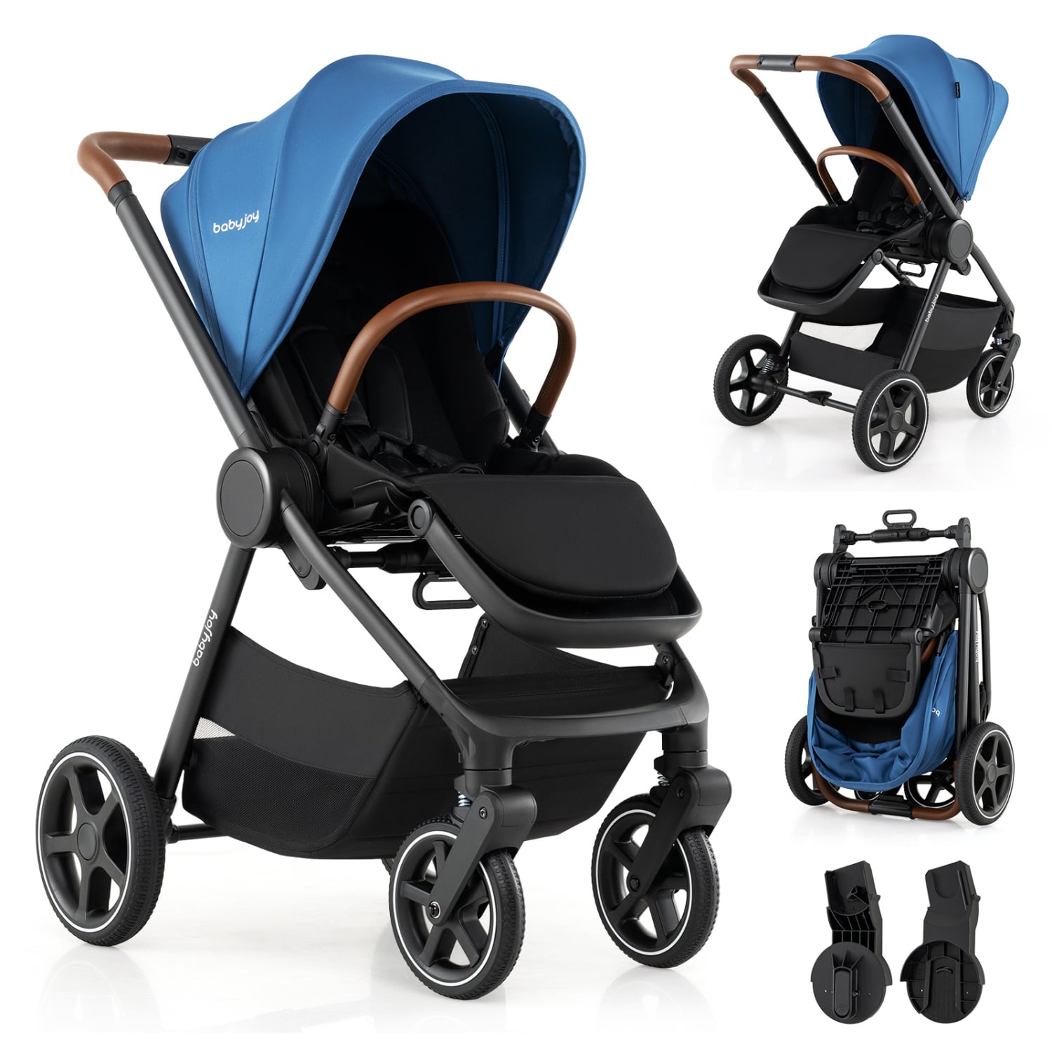 Convertible Travel Baby Stroller with Car Seat Adapters, Blue Baby Strollers Blue at Gallery Canada