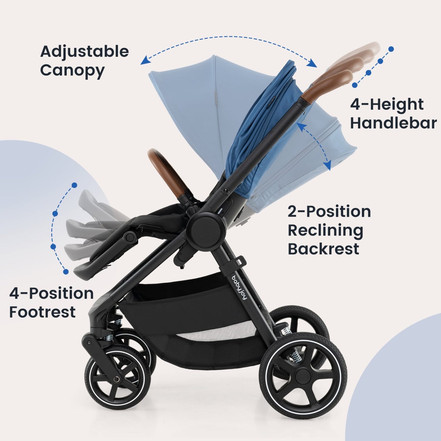 Convertible Travel Baby Stroller with Car Seat Adapters, Blue Baby Strollers at Gallery Canada