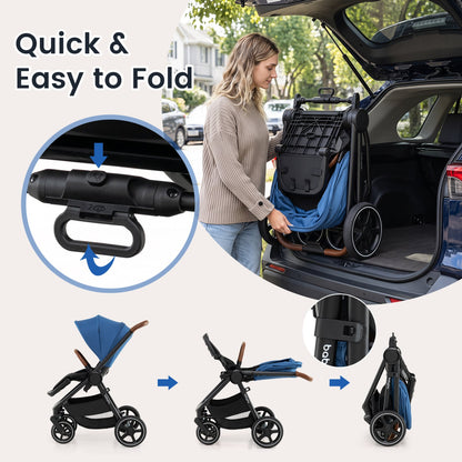 Convertible Travel Baby Stroller with Car Seat Adapters, Blue Baby Strollers at Gallery Canada