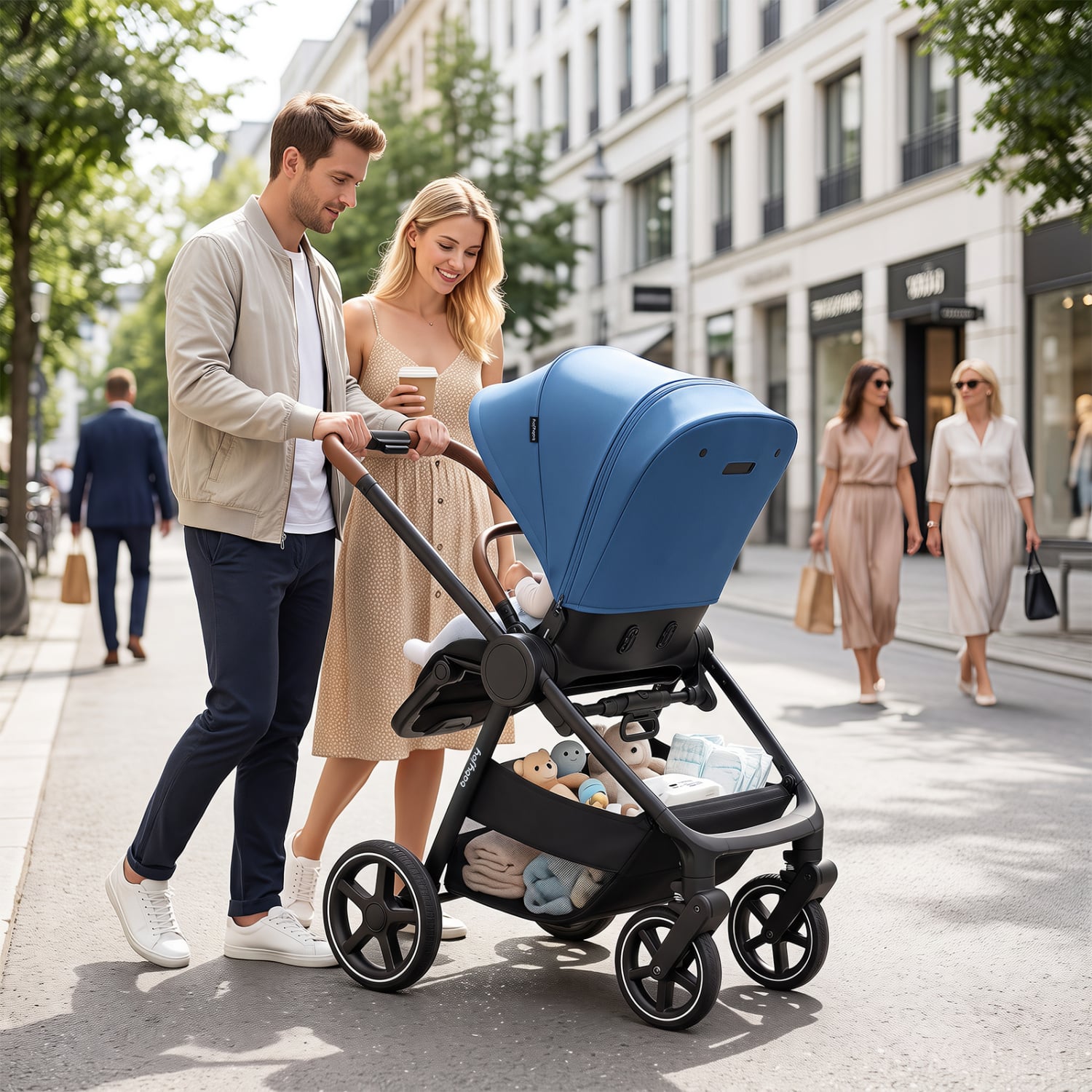 Convertible Travel Baby Stroller with Car Seat Adapters, Blue Baby Strollers at Gallery Canada