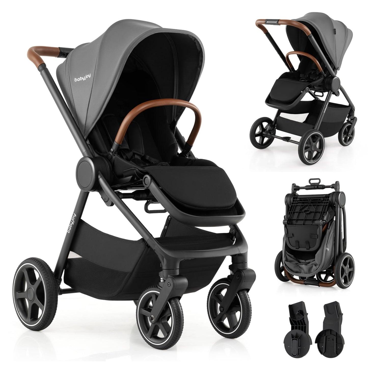 Convertible Travel Baby Stroller, Gray Baby Strollers Gray at Gallery Canada
