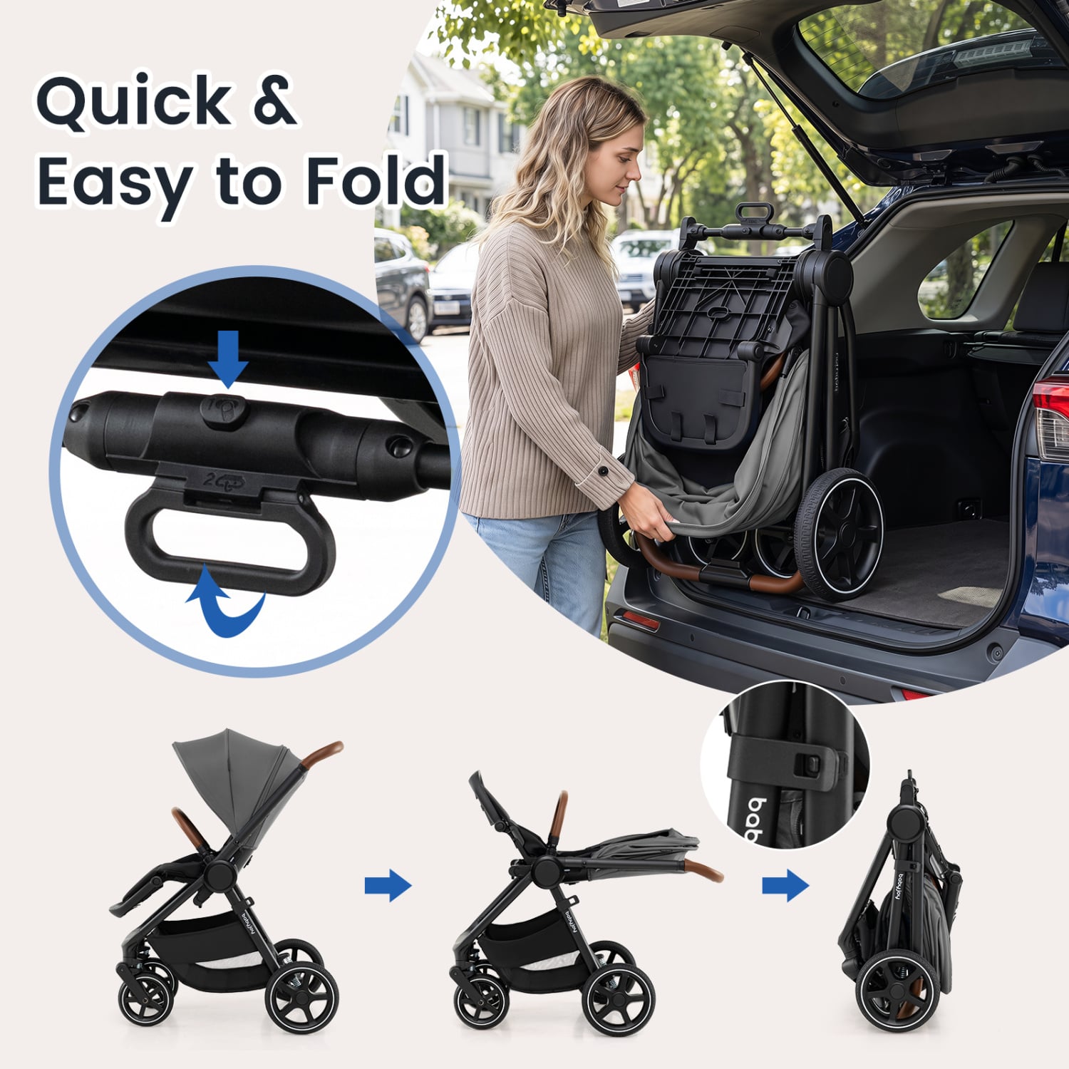Convertible Travel Baby Stroller, Gray Baby Strollers at Gallery Canada