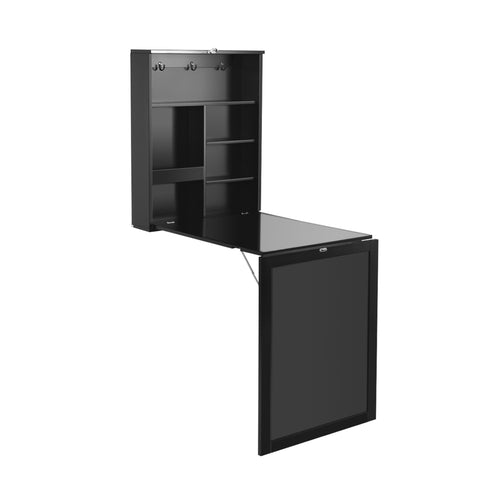 Convertible Wall Mounted Table With Chalkboard, Black