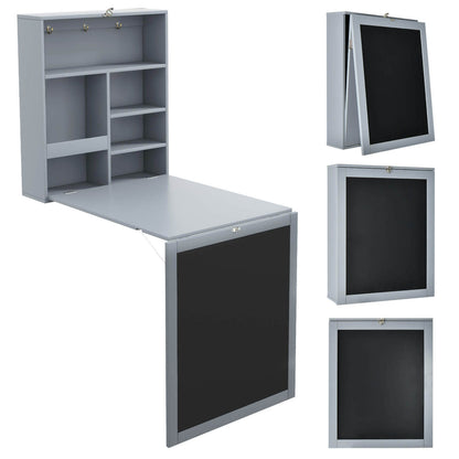 Convertible Wall Mounted Table With Chalkboard, Gray Laptop Tables & Printer Stands at Gallery Canada