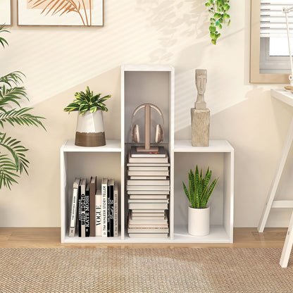 3-Tier Convex Bookshelf, Anti-Topple, White Bookcases at Gallery Canada