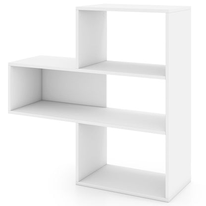 3-Tier Convex Bookshelf, Anti-Topple, White Bookcases White at Gallery Canada