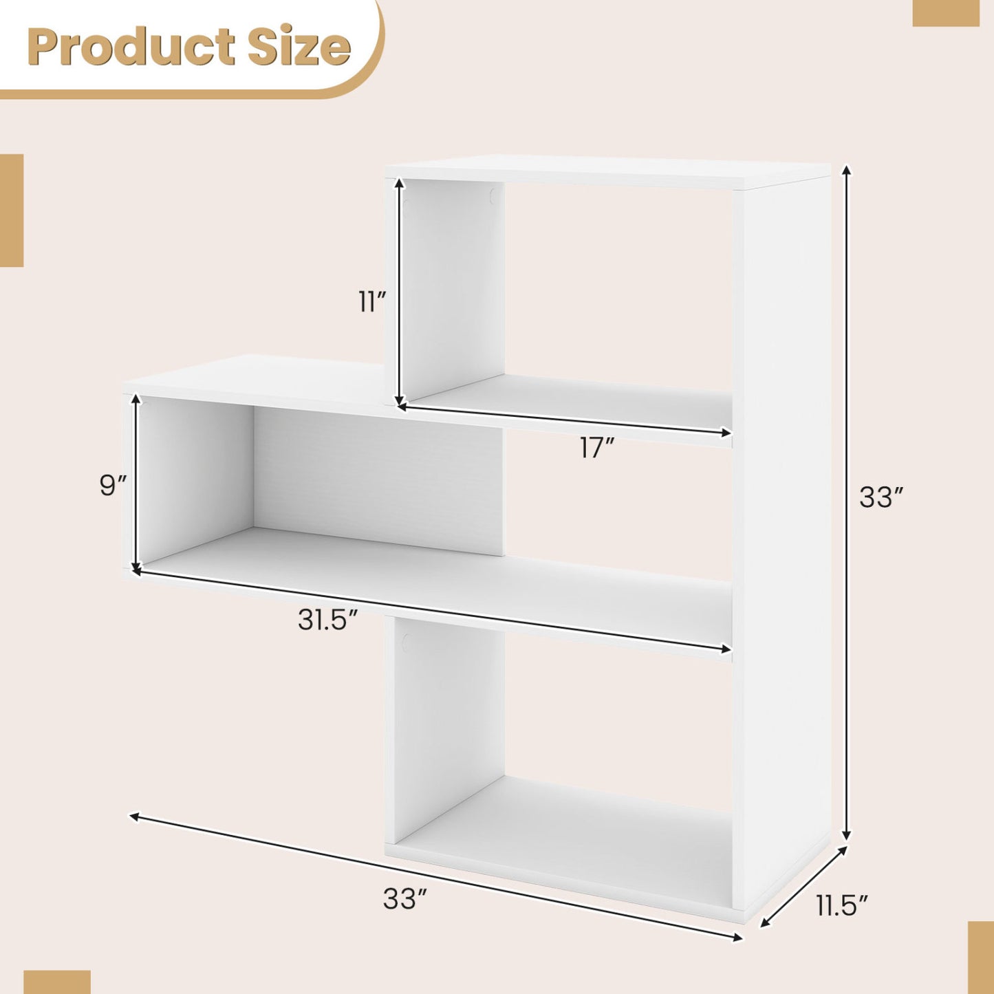 3-Tier Convex Bookshelf, Anti-Topple, White Bookcases at Gallery Canada
