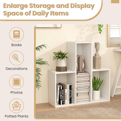 3-Tier Convex Bookshelf, Anti-Topple, White Bookcases at Gallery Canada