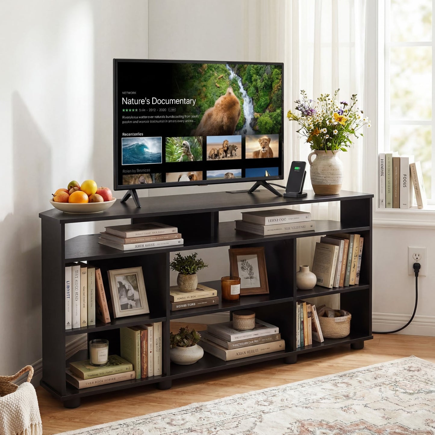 Corner Entertainment Center TV Stand for TVs up to 55 Inch, Black Entertainment Centers & TV Stands at Gallery Canada