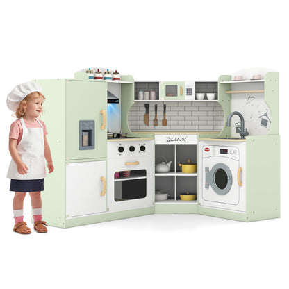 Kids Corner Play Kitchen With Washing Machine, Ice Maker, Green Play Kitchen Sets at Gallery Canada