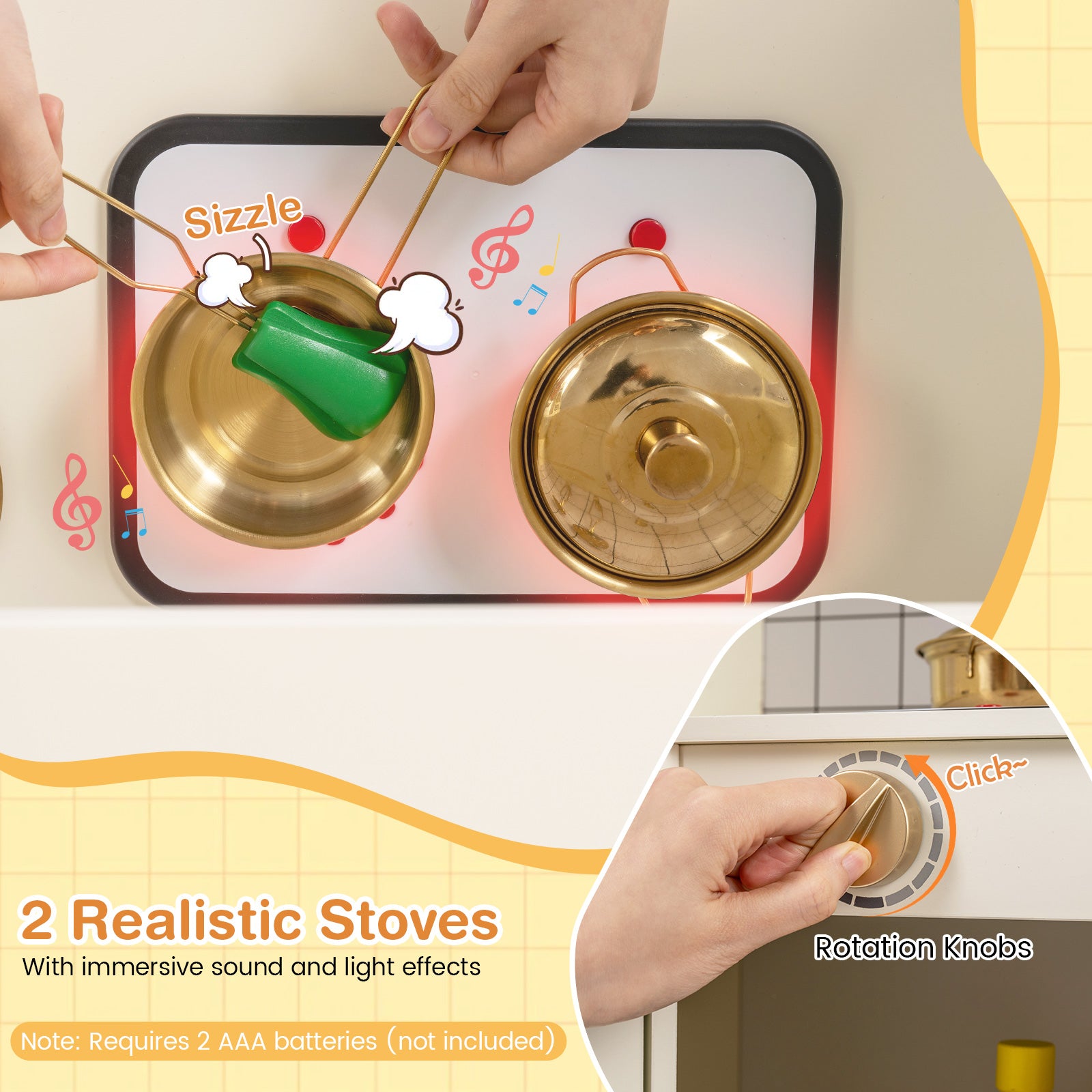 Corner Kids Play Kitchen with Stoves with Lights and Sounds, Beige Play Kitchen Sets at Gallery Canada