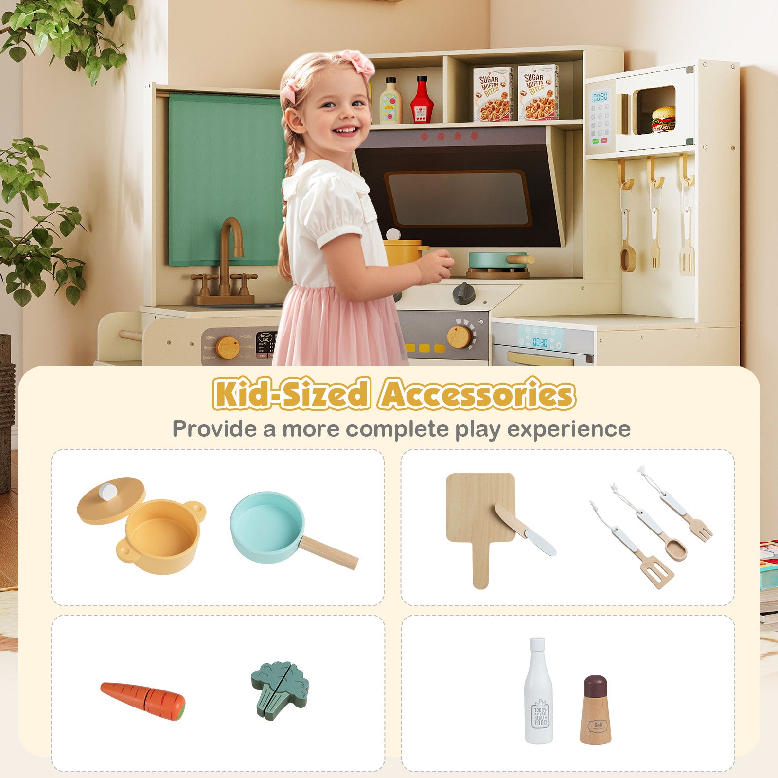 Corner Kitchen Toys With Lights, Sounds, Pull-Out Trash Can, Stoves, Off White Play Kitchen Sets at Gallery Canada