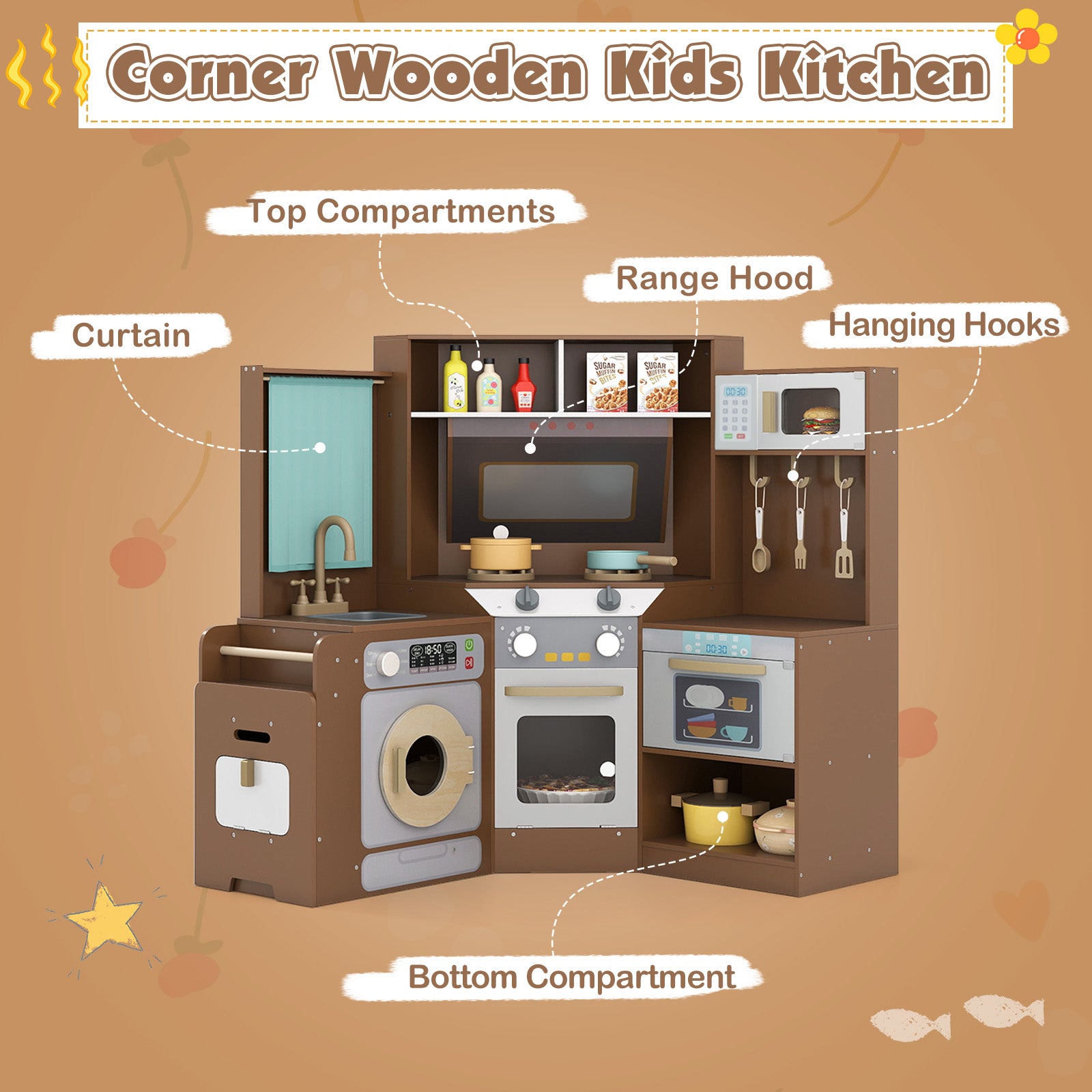 Corner Kitchen Toys With Lights, Sounds, Pull-Out Trash Can, Stoves, Coffee Play Kitchen Sets at Gallery Canada