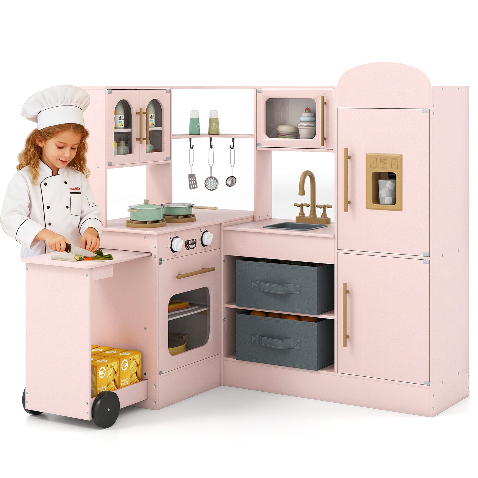 Kids Corner Kitchen With Lights And Sounds, Ages 3+, Pink Play Kitchen Sets Pink at Gallery Canada