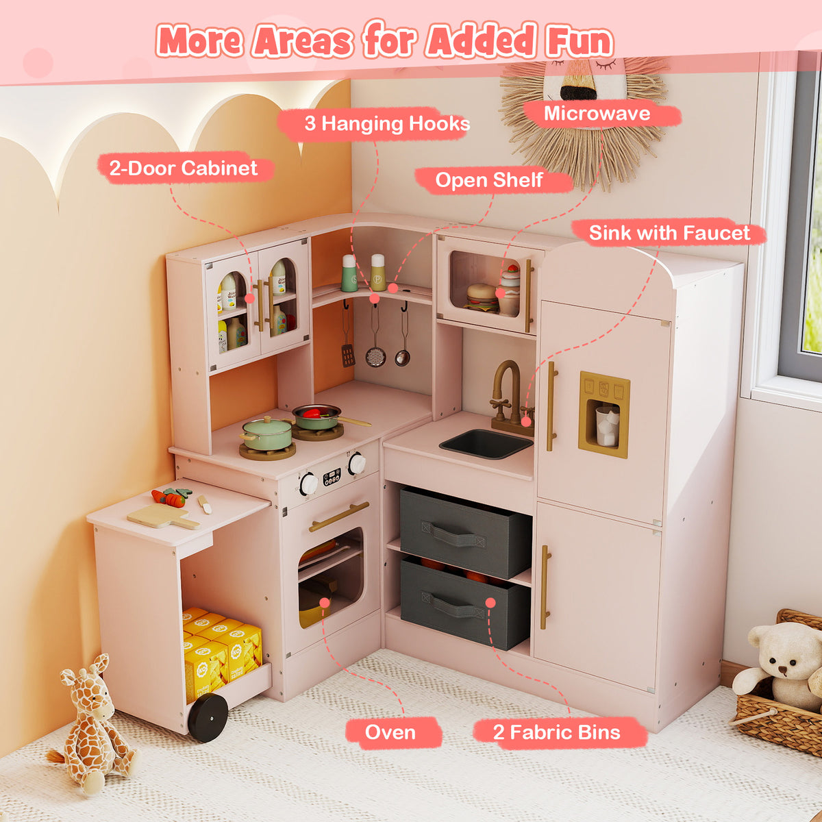 Kids Corner Kitchen With Lights And Sounds, Ages 3+, Pink Play Kitchen Sets at Gallery Canada