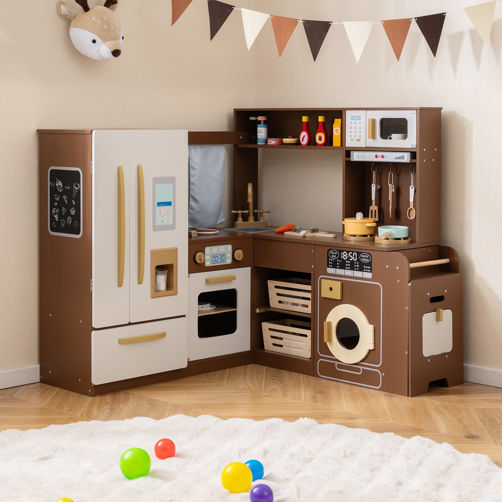 Corner Play Kitchen With Lights, Sounds, Ages 3+, Brown Play Kitchen Sets at Gallery Canada