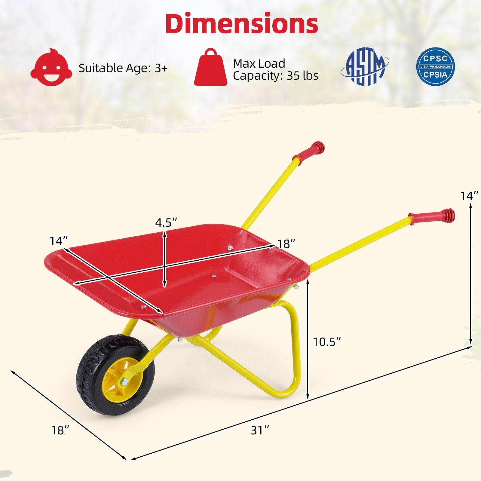 Kids Wheelbarrow With All-Terrain Wheels, Red Garden Carts at Gallery Canada