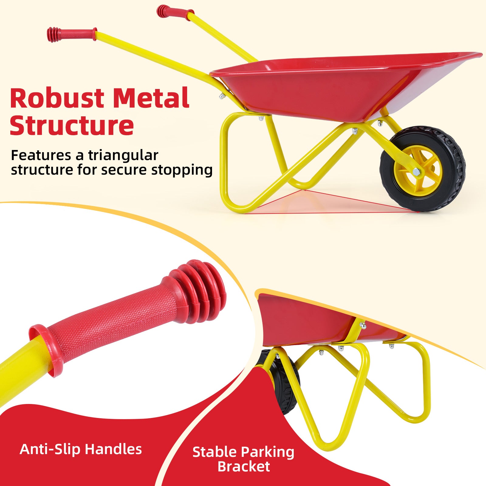 Kids Wheelbarrow With All-Terrain Wheels, Red Garden Carts at Gallery Canada