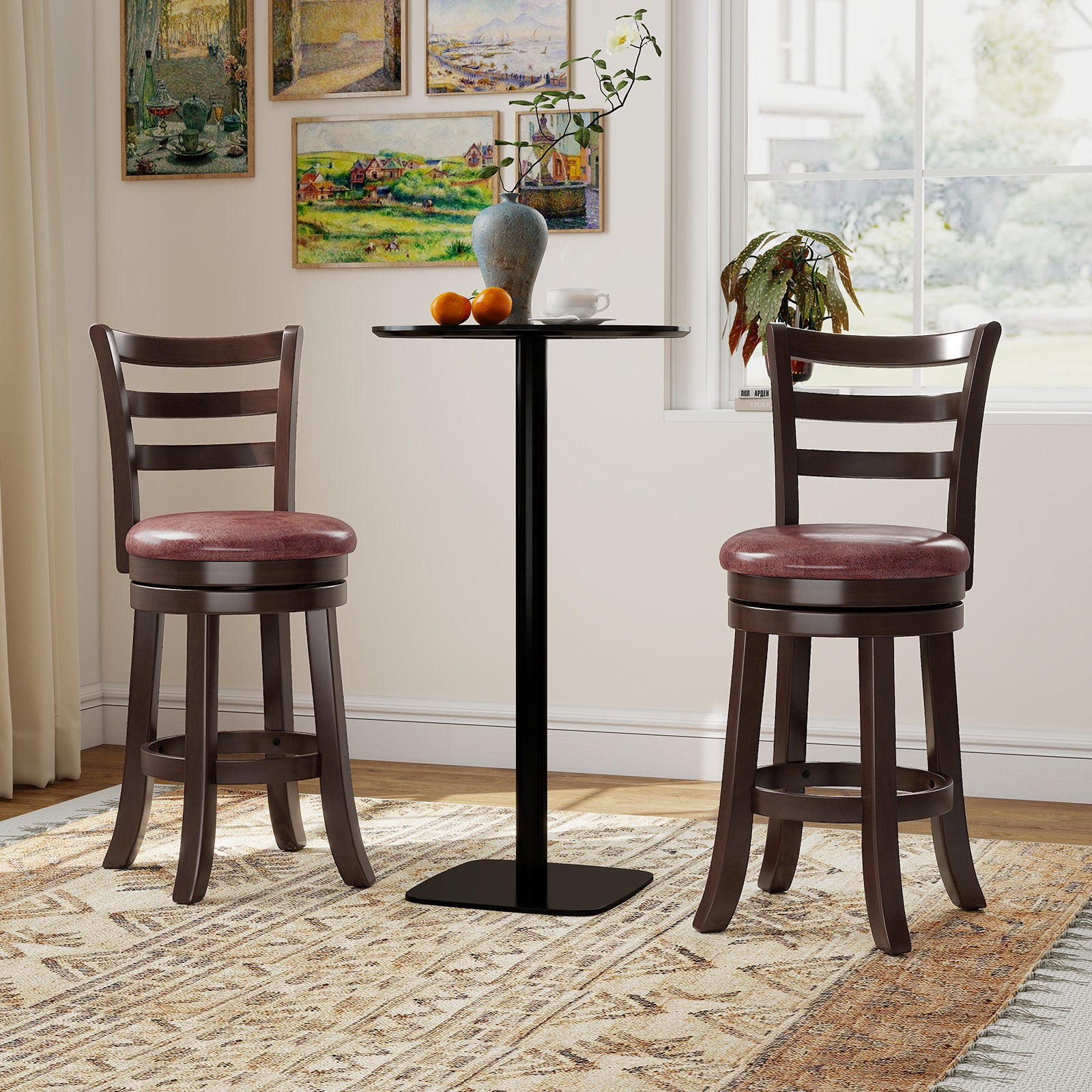 Counter Height Swivel Barstools Set of 2, Faux Leather Seat, 24 Bar Stools at Gallery Canada