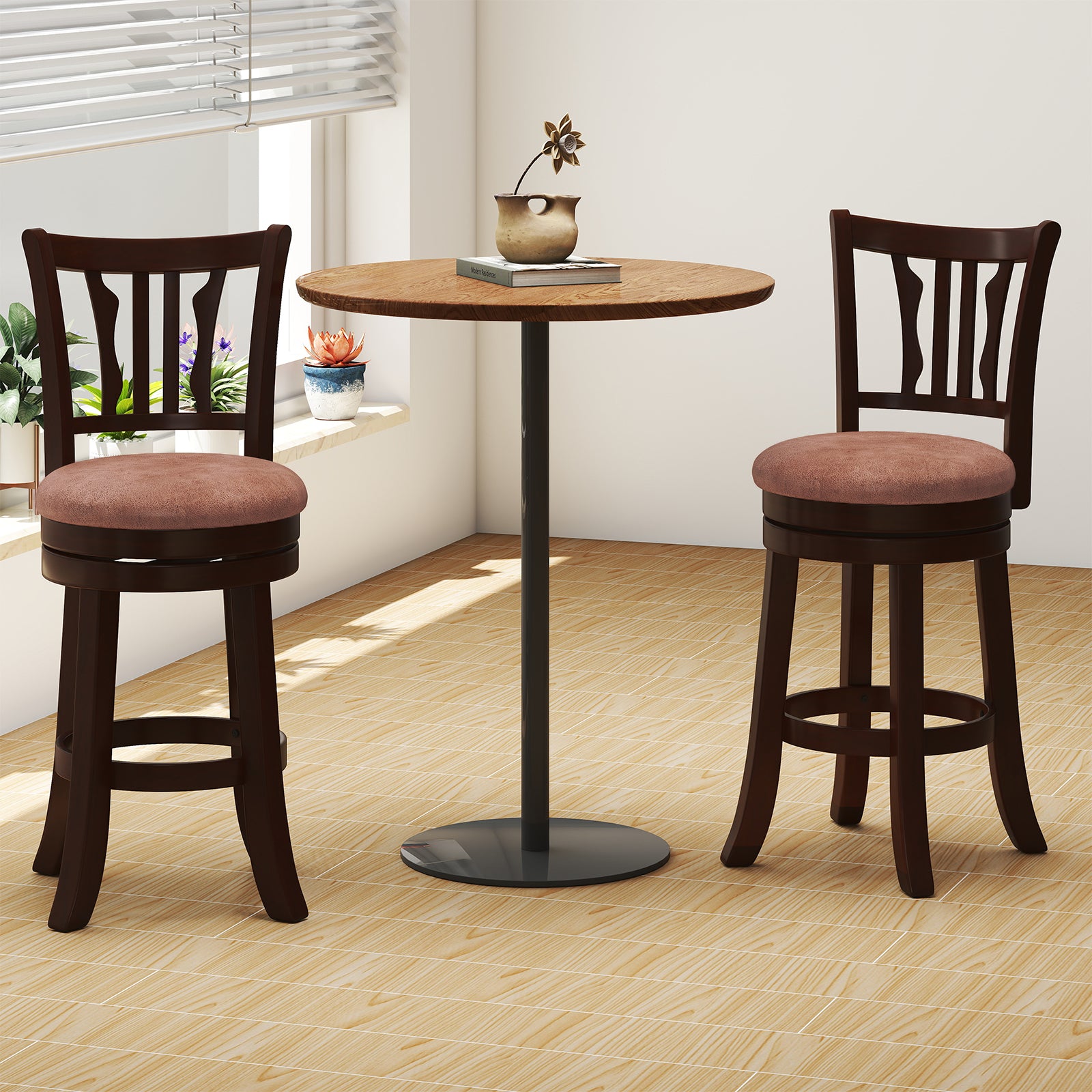 Counter Height Swivel Bar Stools Set Of 2, With Back, Solid Rubber Frame, 24 Bar Stools at Gallery Canada