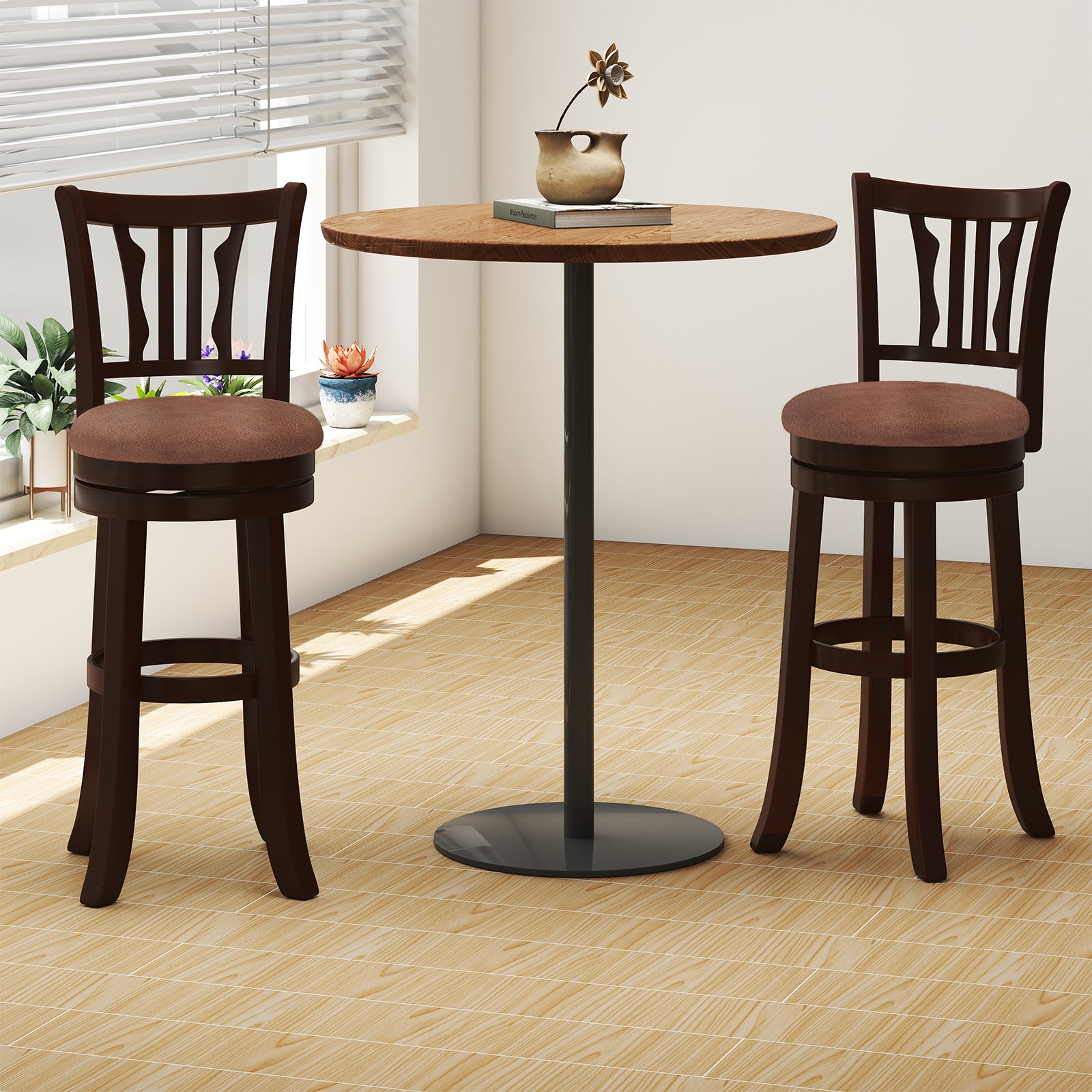 Counter Height Swivel Bar Stools, Set of 2, Solid Rubber Frame, 29 Inch Bar Stools at Gallery Canada