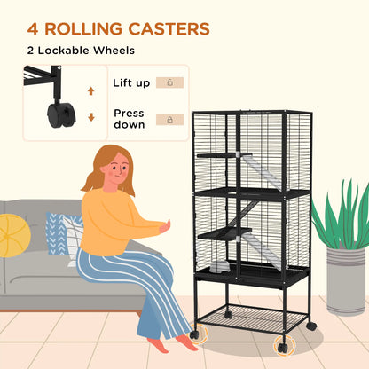 Small Animal Cage 53.5"H, Removable Tray, Storage Shelf, Black Houses & Habitats at Gallery Canada