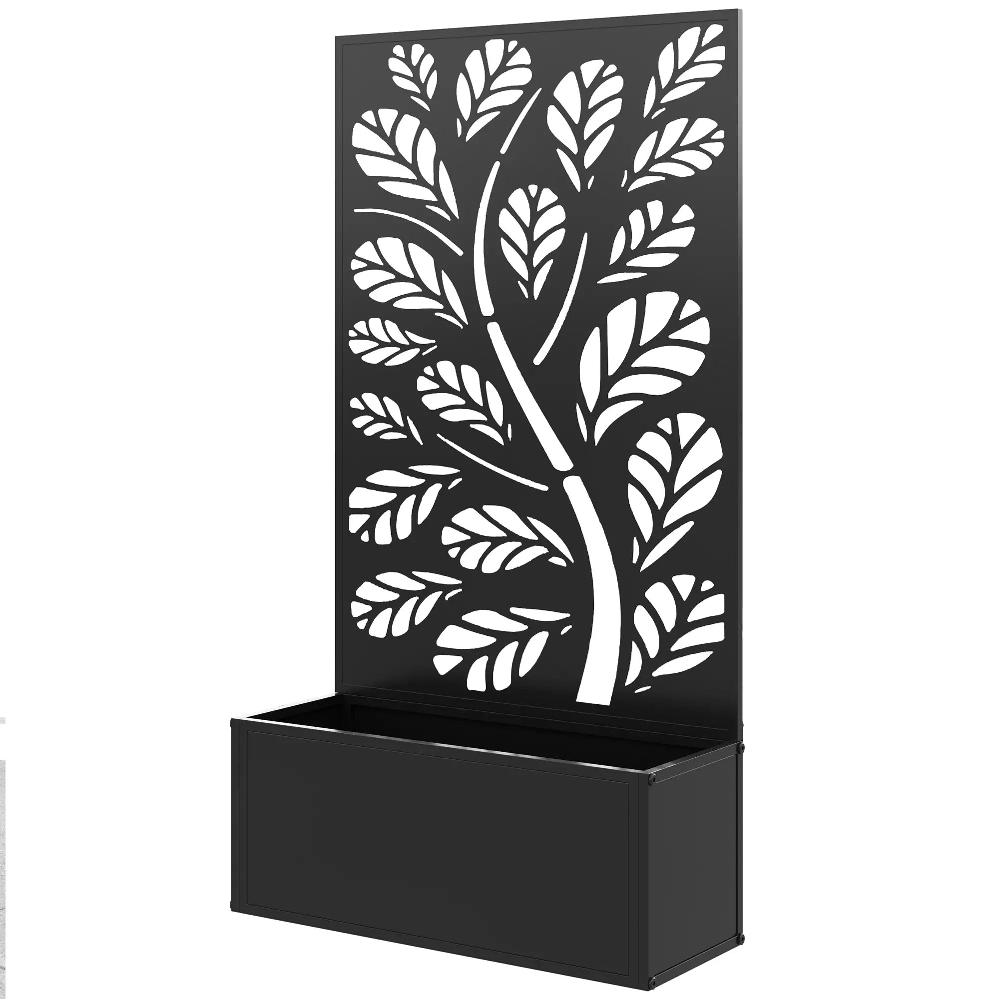Metal Raised Garden Bed With Privacy Panel, Outdoor Planter Box Raised Garden Beds Black at Gallery Canada