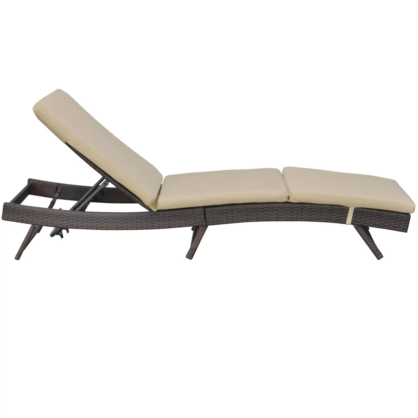 Wicker Patio Lounger, Outdoor Recliner w/ Adjustable Backrest, Khaki Chaise Loungers Dark Brown, Khaki at Gallery Canada