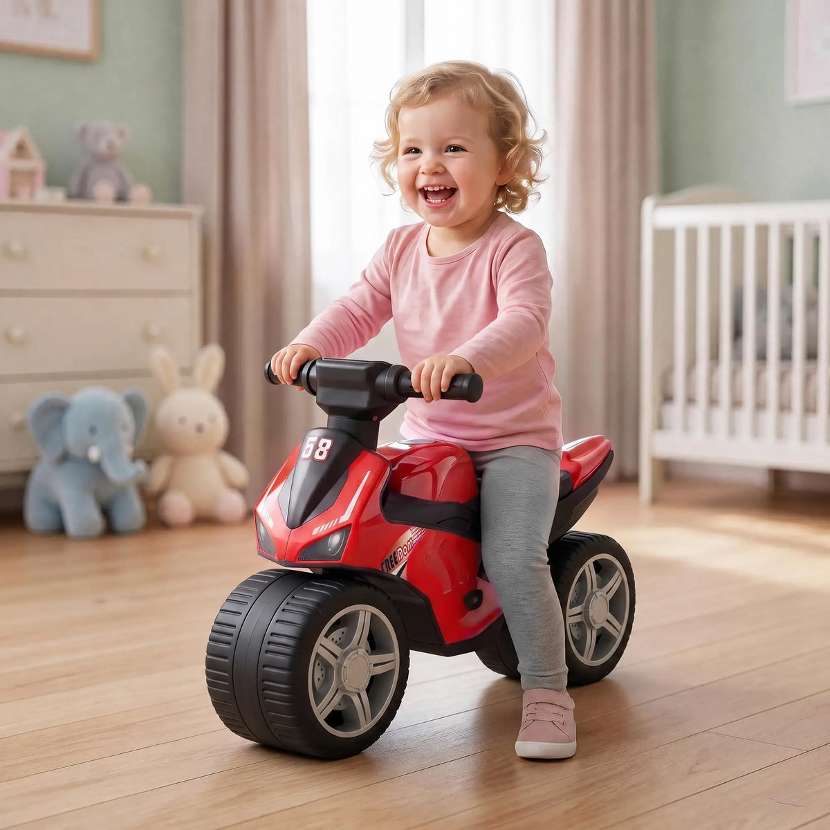Balance Bike with Music, Wide Tires, Red Riding & Rocking Toys at Gallery Canada
