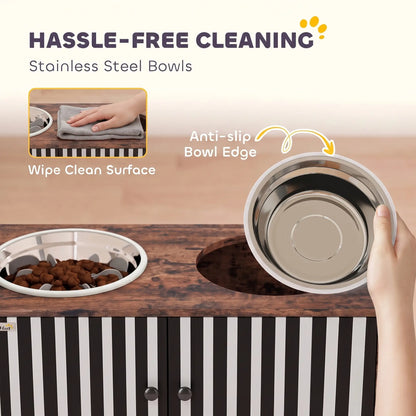 Raised Dog Bowls, Slow Feeder, 2 Stainless Steel Bowls, Rustic Brown Dog Bowls at Gallery Canada