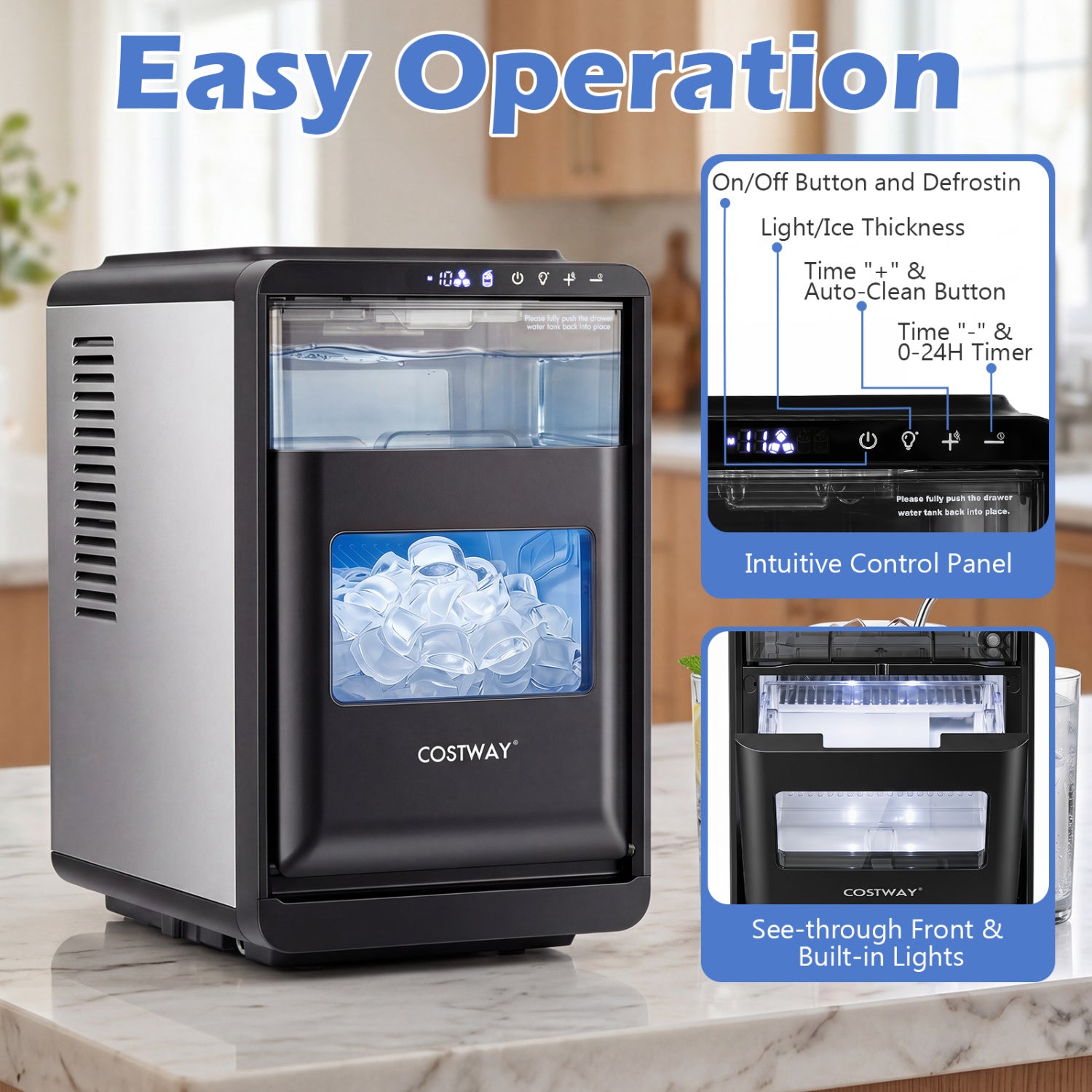 Crescent Ice Maker Countertop 26 Lbs/24H Ice Machine with 16 Crescent Cubes, Black Ice Makers at Gallery Canada