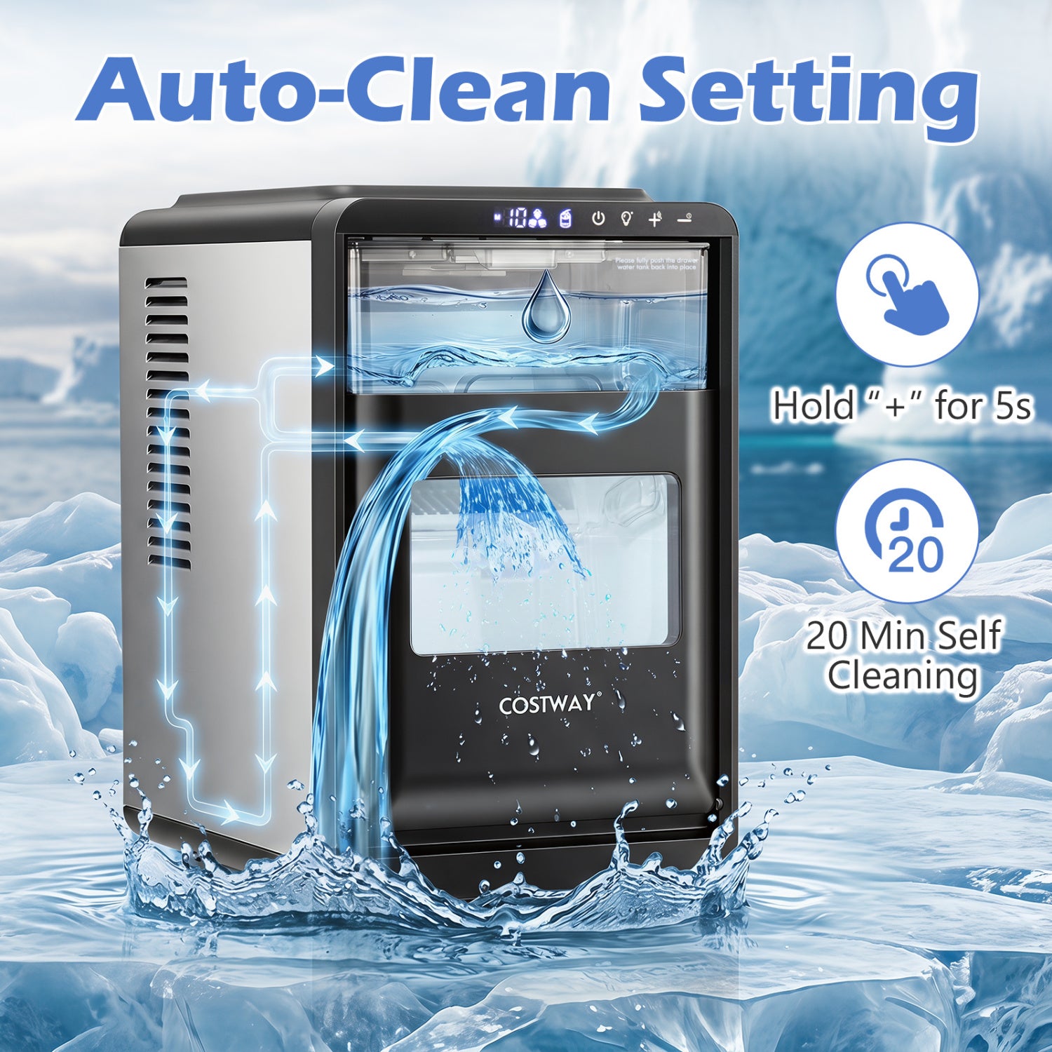 Crescent Ice Maker Countertop 26 Lbs/24H Ice Machine with 16 Crescent Cubes, Black Ice Makers at Gallery Canada