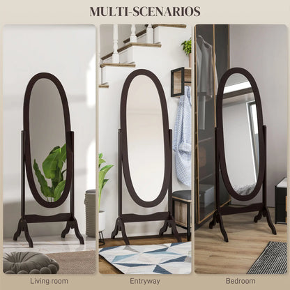 Full Length Floor Mirror, Adjustable Angle Oval Frame, 60x24 Inches Full Length Mirrors at Gallery Canada