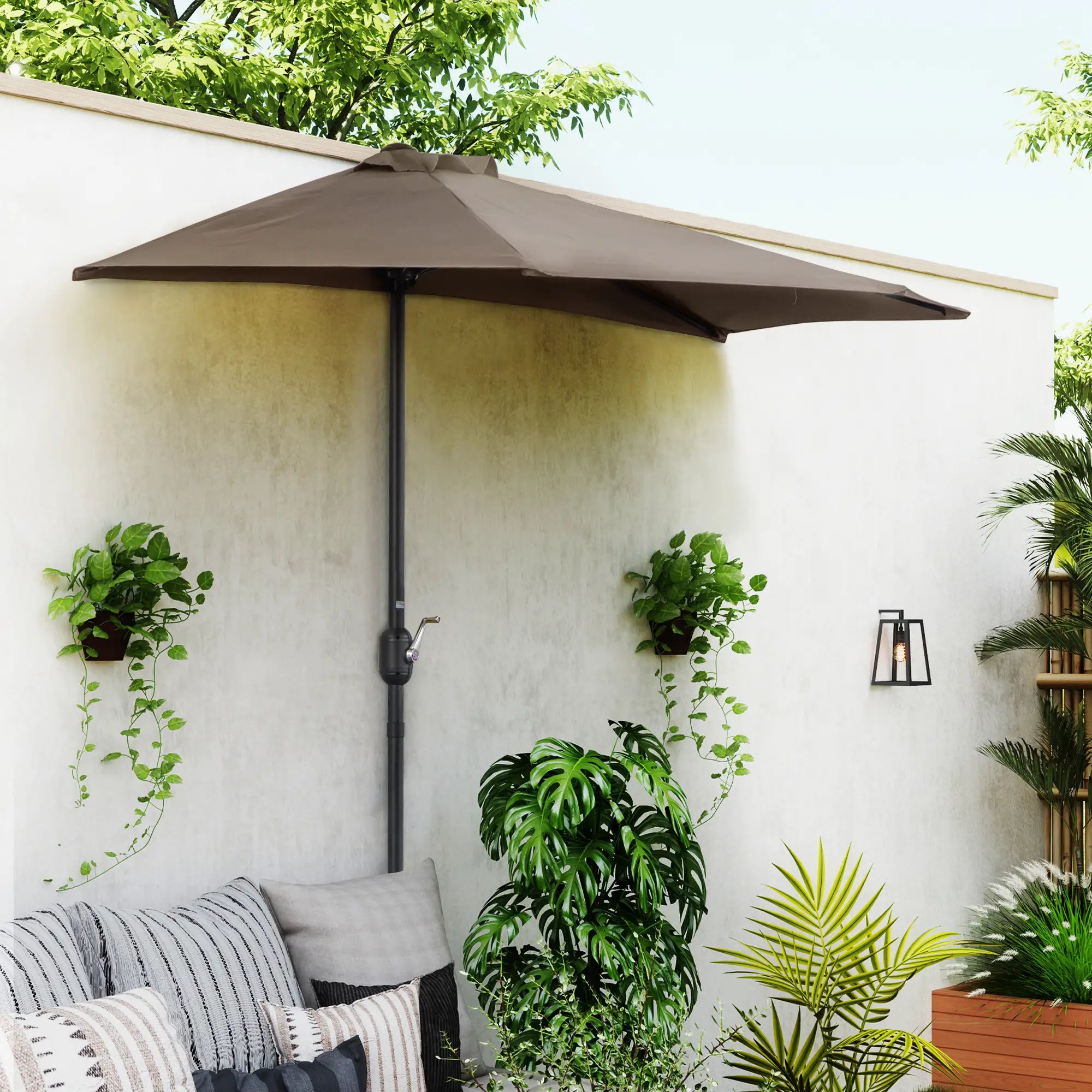 9ft Half Round Umbrella, Outdoor Patio, Coffee Sun Umbrellas at Gallery Canada