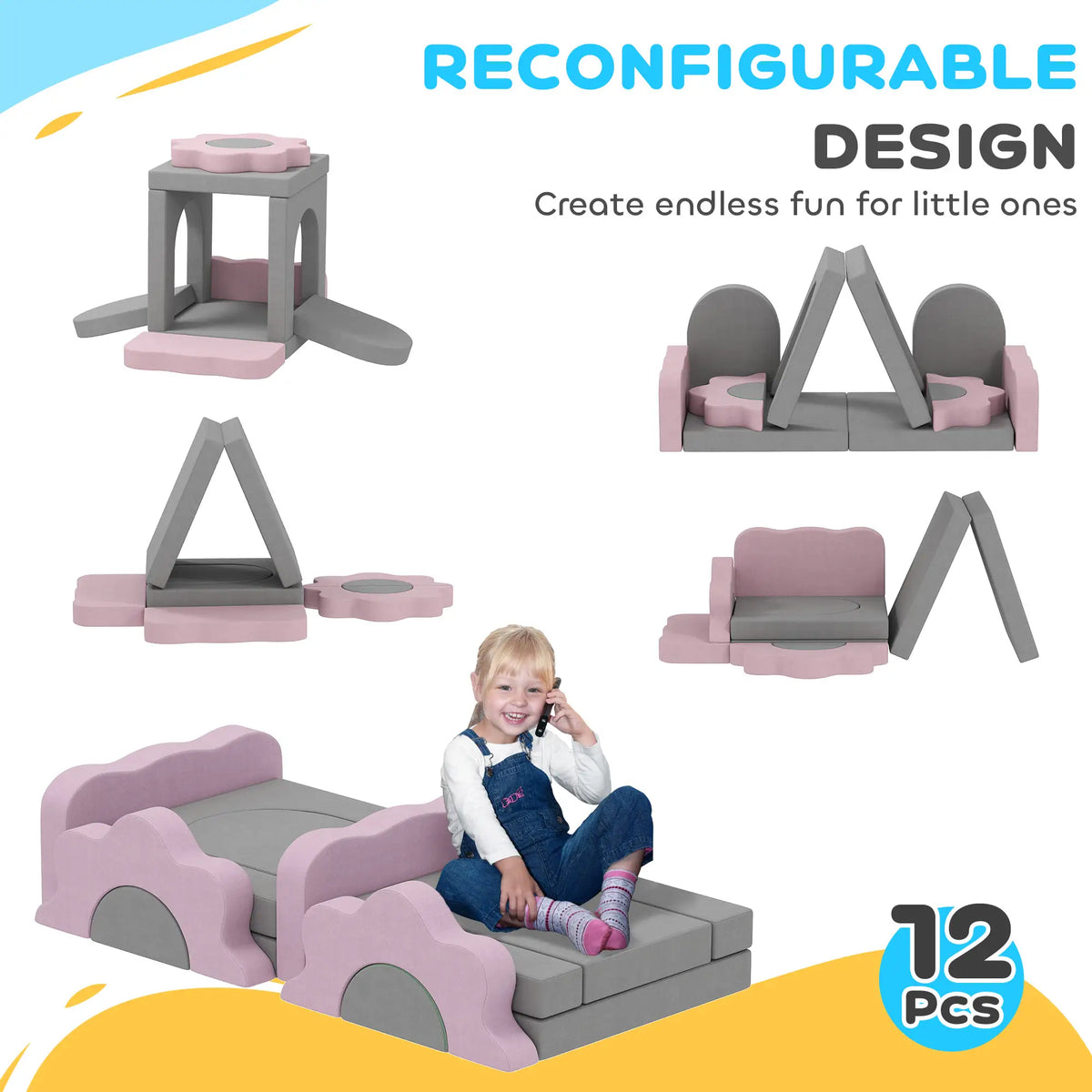 12-Piece Climbing Toys for Toddlers, Indoor Play Set, Grey Kids Gym & Playmats at Gallery Canada