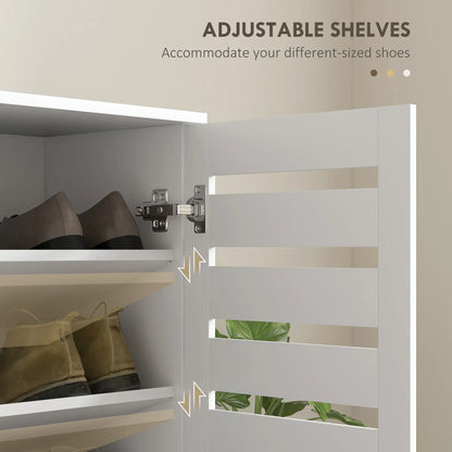 Shoe Storage Cabinet, 2 Slatted Doors, Holds 15 Pairs, White Shoe Storage Cabinets & Racks at Gallery Canada