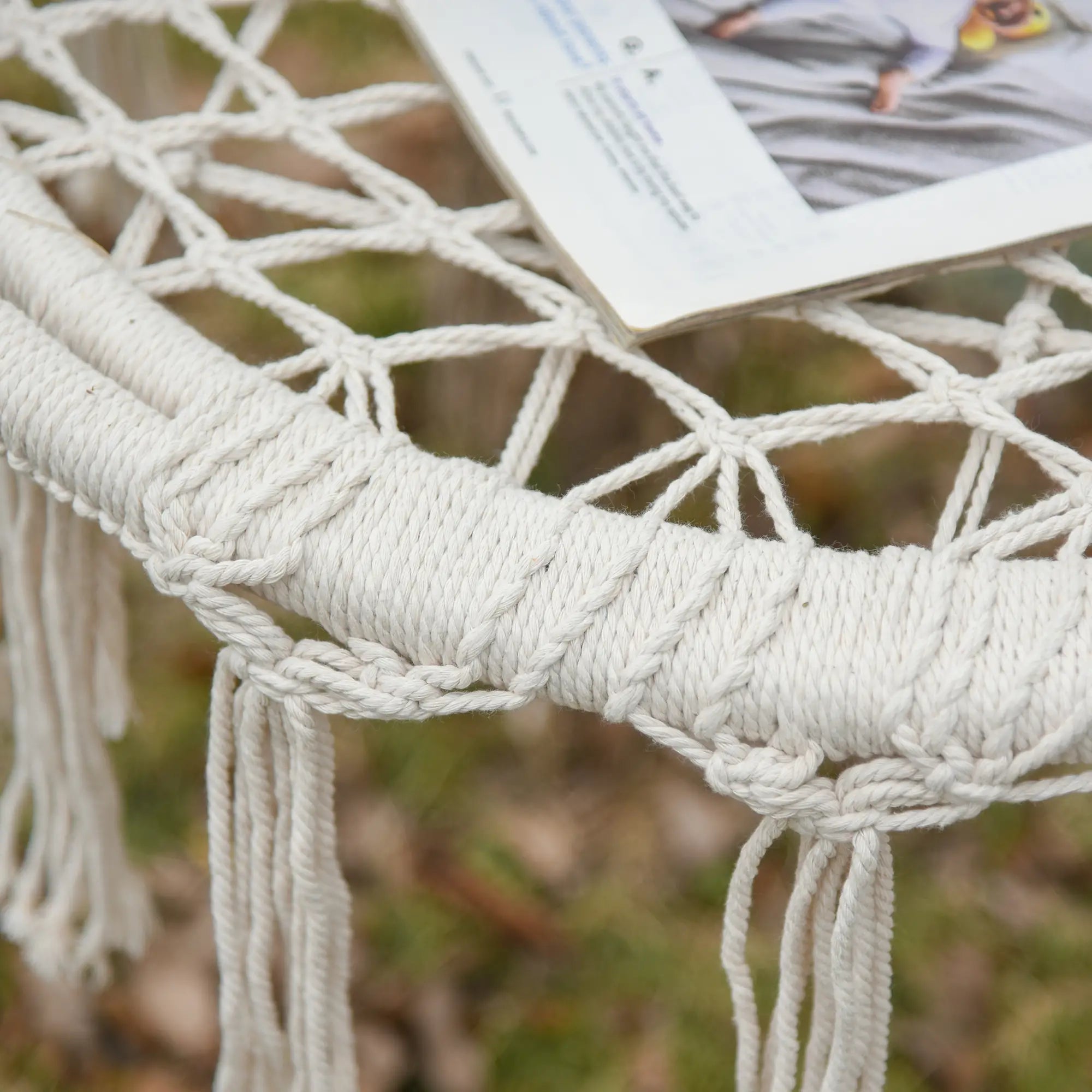 Patio Hanging Rope Hammock Swing Chair With Backrest, Cream White Hammock Swings at Gallery Canada