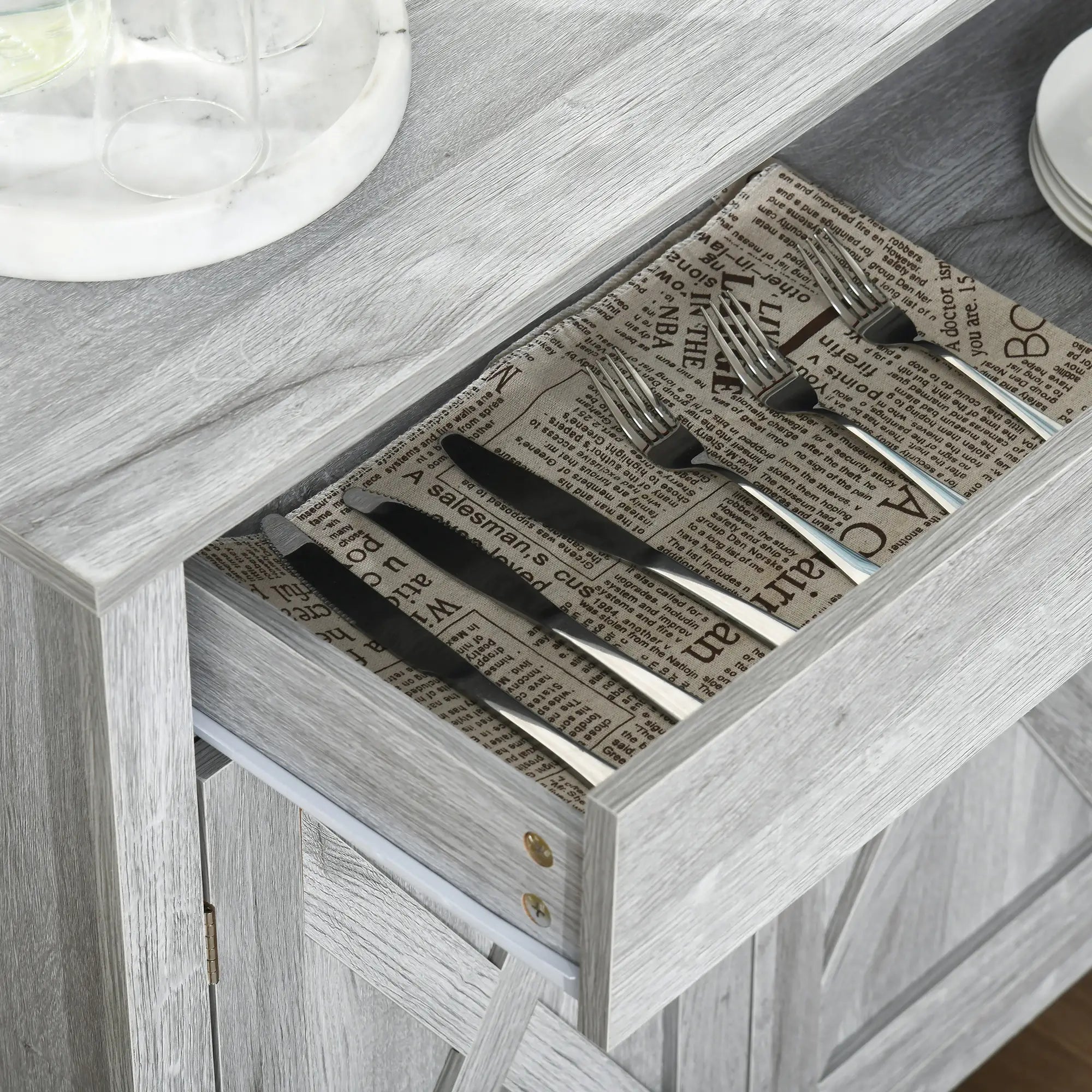 Farmhouse Sideboard Buffet Cabinet, Grey Grain, Barn Door Storage, Grey Bar Cabinets at Gallery Canada