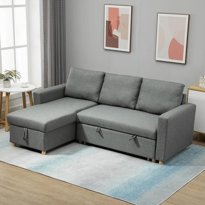 83" Sofa Bed, L Shaped Sectional with Storage Chaise, Light Grey Sofas & Reclining Chairs at Gallery Canada