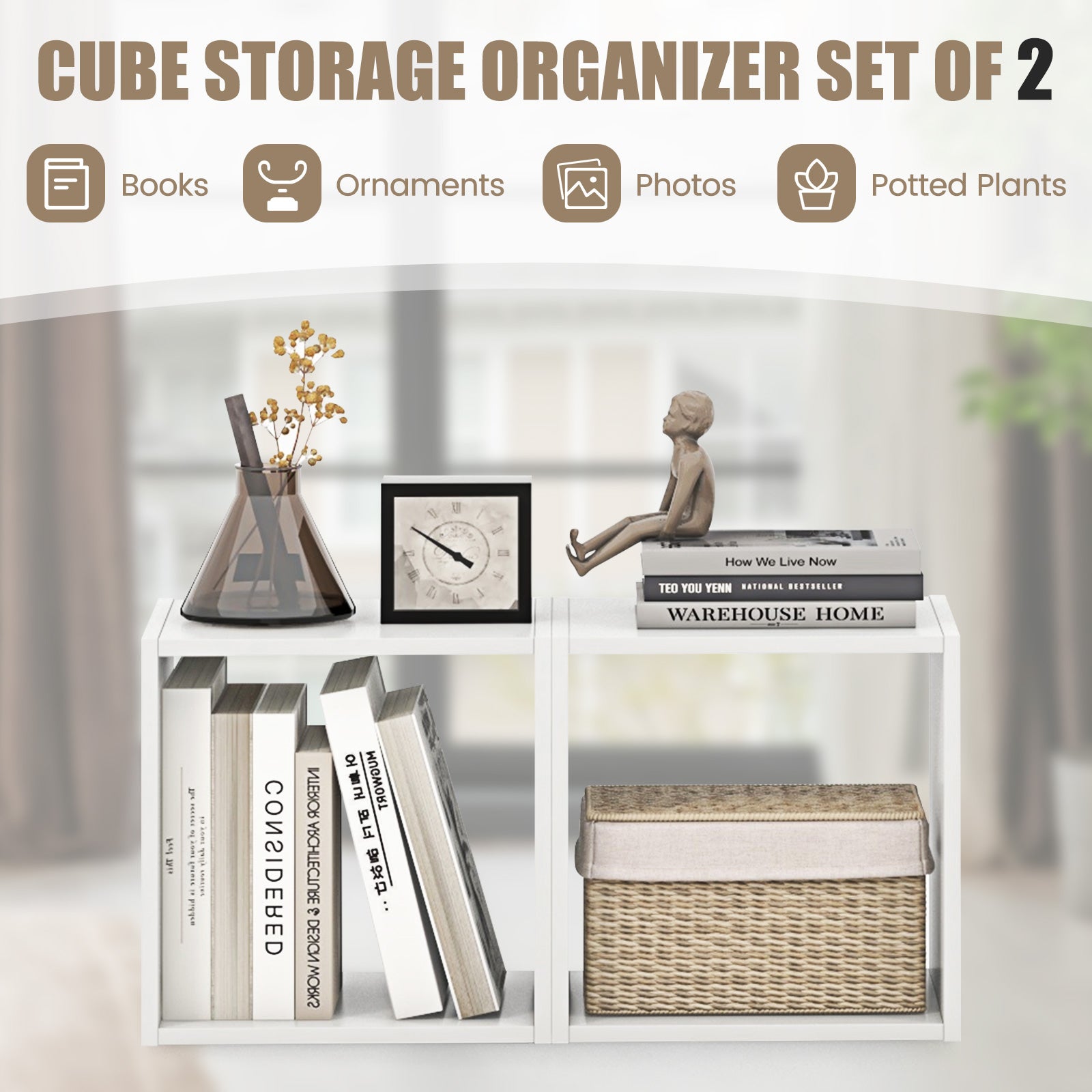 Cube Storage Organizer, Set of 2, White Bookcases at Gallery Canada