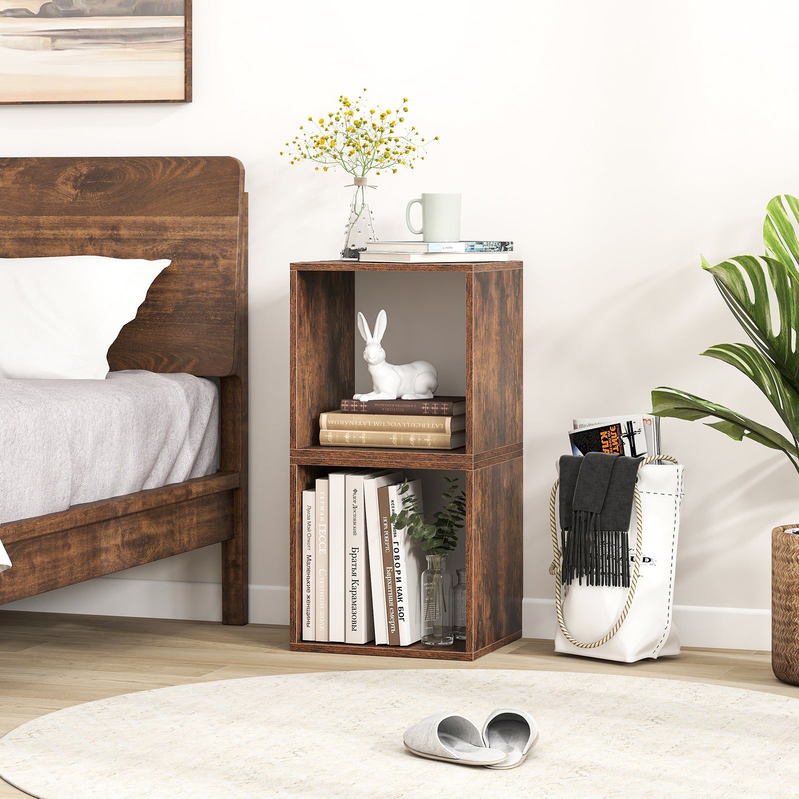 Cube Storage Organizer Set of 2, Rustic Brown Bookcases at Gallery Canada
