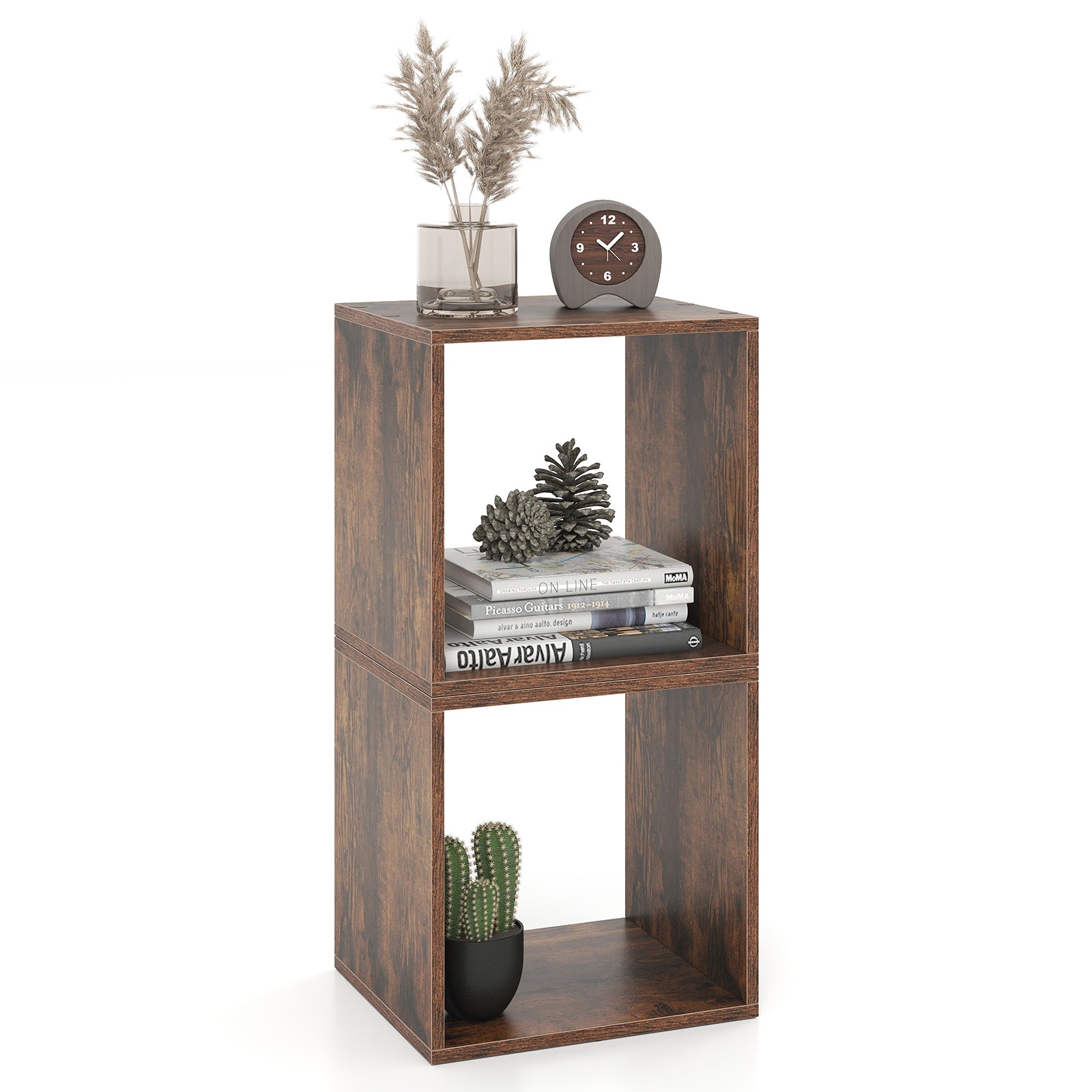 Cube Storage Organizer Set of 2, Rustic Brown Bookcases Rustic Brown at Gallery Canada