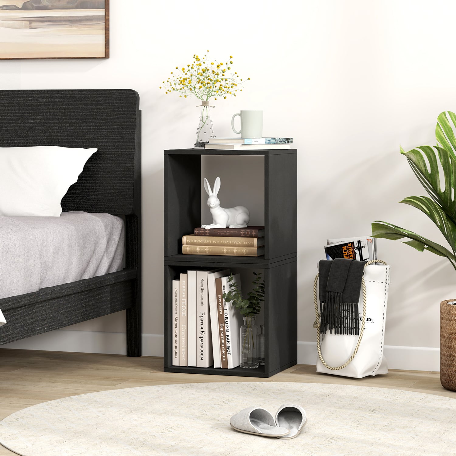 Cube Storage Organizer Set of 2, Black Bookcases at Gallery Canada
