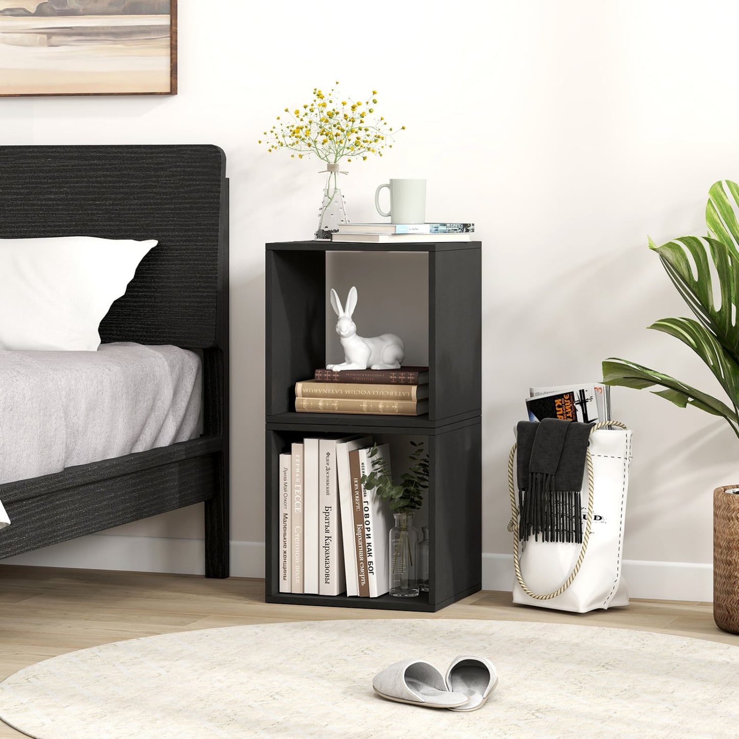Cube Storage Organizer Set of 2, Black Bookcases at Gallery Canada