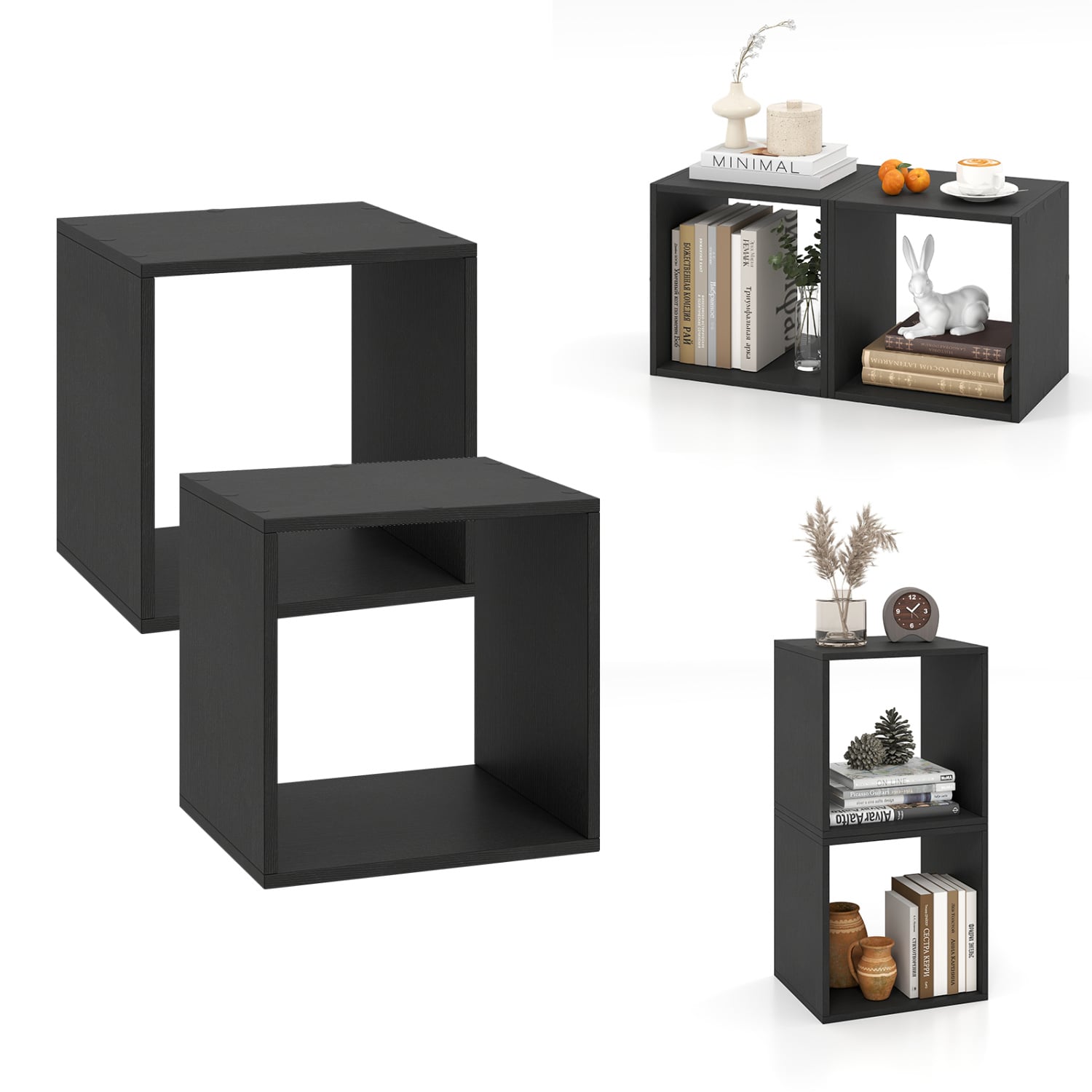Cube Storage Organizer Set of 2, Black Bookcases at Gallery Canada